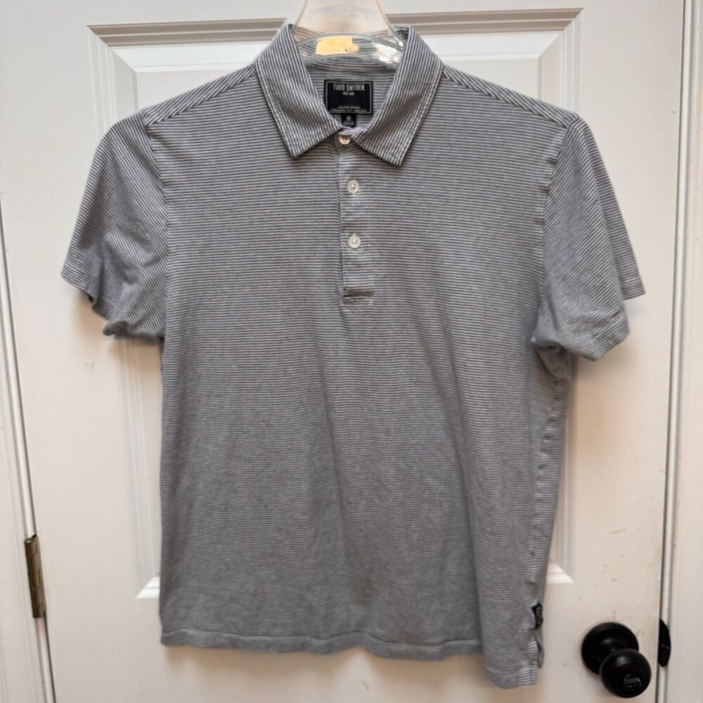 Todd Snyder Shirt Mens M Stripe Polo Short Sleeve Pocket 100% Cotton Lightweight